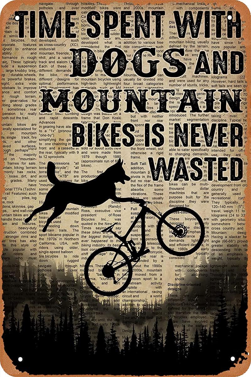 Mountain Biking With Dog - Металлическая винтажная жестяная табличка с надписью