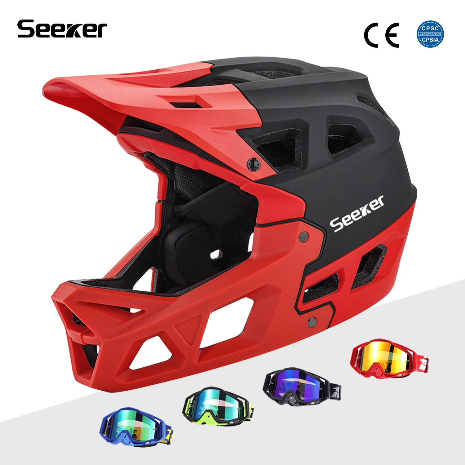 Mountain Biking Helmet Full Face - Велосипедный шлем Seeker для бездорожья, полнолицевой,
